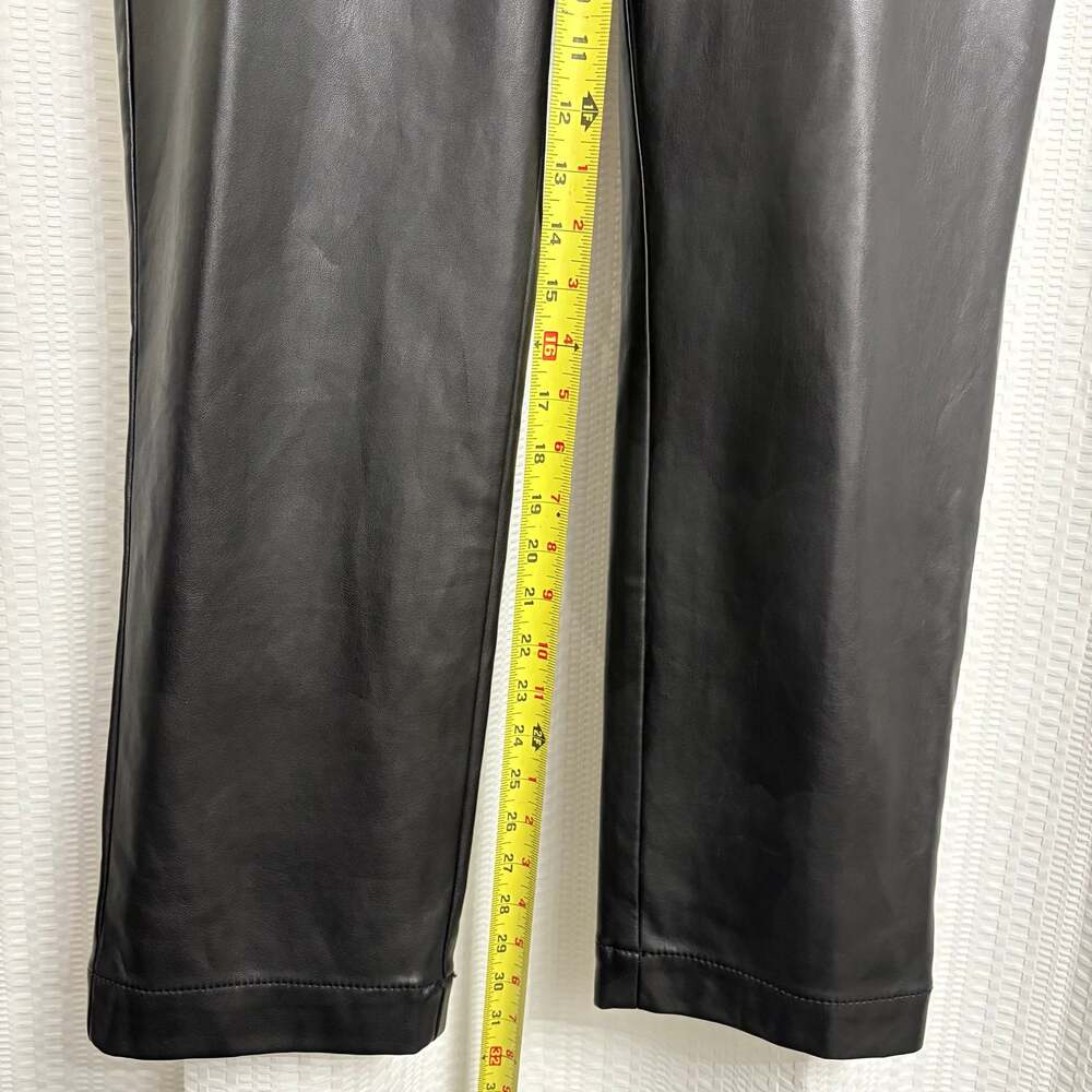 LOFT Black Faux Leather Tapered Ankle Dress Pants Size 10T Tall EUC - Picture 5 of 7